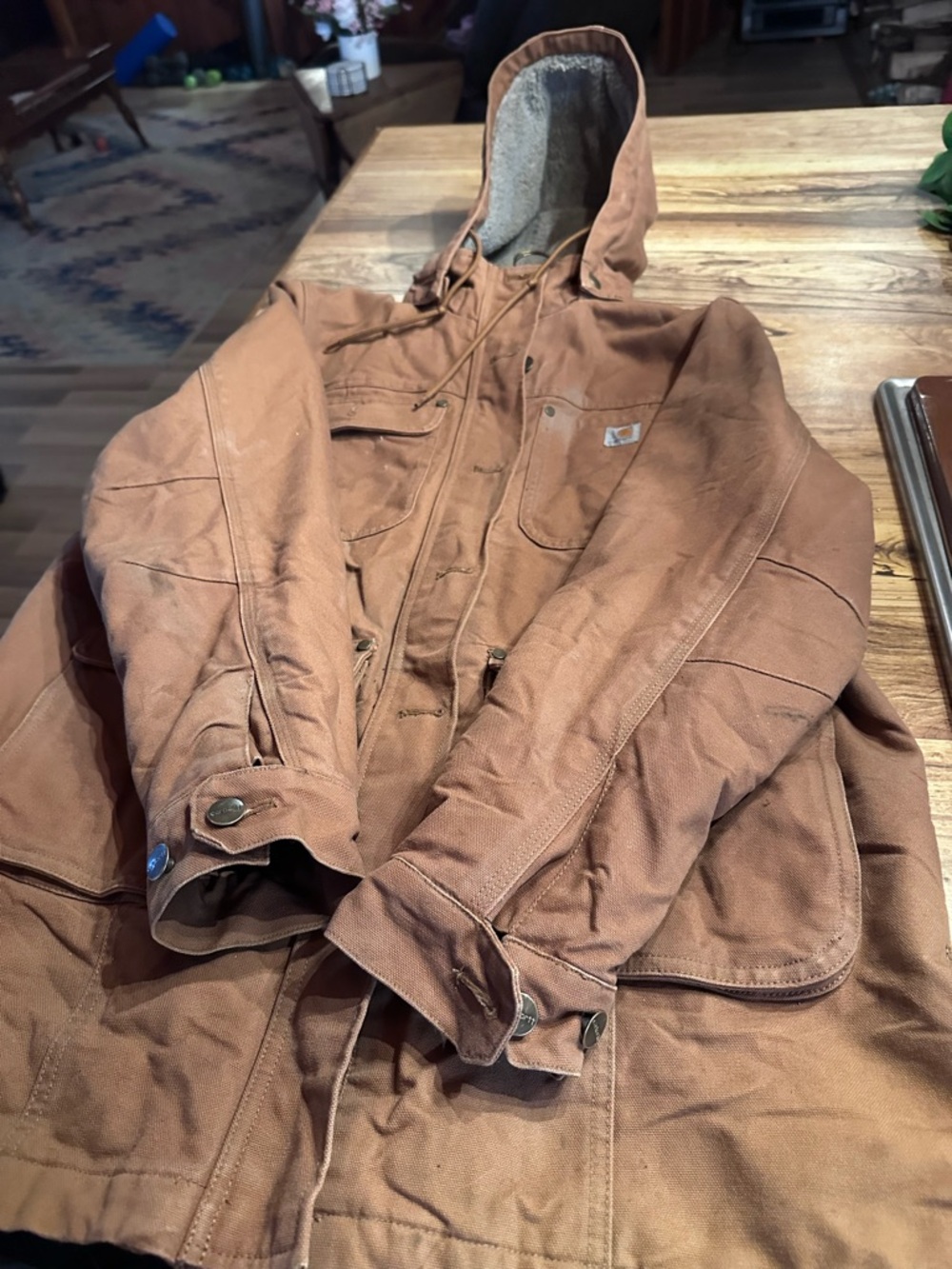Carhartt Tan Hooded Canvas Field Jacket